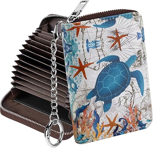 Miniatura 28 de Mayski - Cartera para tarjetas de crédito con cremallera para mujeres, tarjetero pequeño de acordeón, llavero con tarjetero para tarjetas