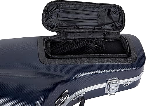 Miniatura 6 de Crossrock Funda para saxofón alto de ABS  Textura de diamante azul contorneada, interior de terciopelo azul profundo, bolsillo para accesorios,