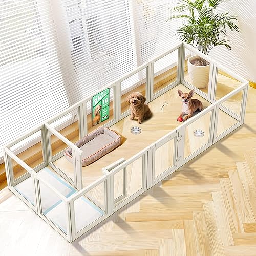 Miniatura 24 de FXW AuraSpace - Cerca para perros de acrílico para interiores para cachorros y perros pequeños, 24 pulgadas, 8 paneles, blanco