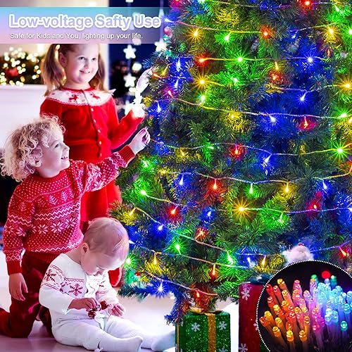 Miniatura 3 de YOUNGAR - Tira de luces para interiores, luces parpadeantes, 98 pies, 200 LED, 8 modos, luces de Navidad multicolor para exteriores, 30 V con