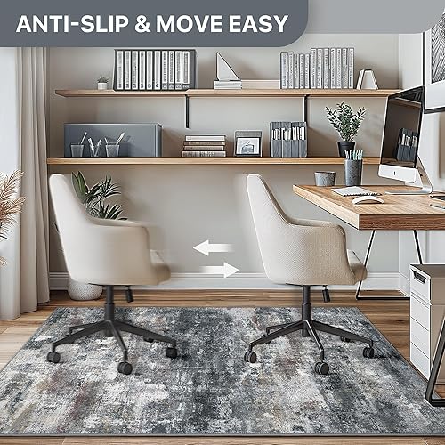 Miniatura 4 de Tapete para silla de oficina para suelo de azulejos de madera dura, tapete abstracto de 36 x 48 pulgadas para silla de oficina en sillas rodantes,