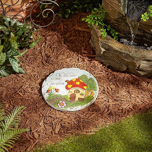 Miniatura 5 de DII Cement Stepping Stone Collection - Colección decorativa colorida, 9.75 pulgadas de diámetro, bienvenida