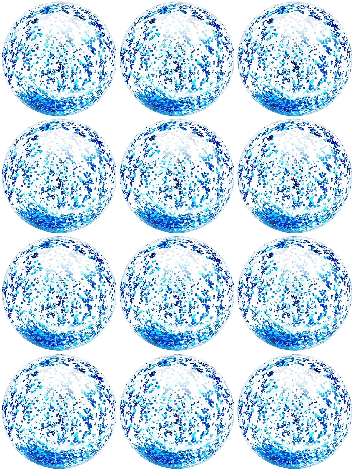 Photo 1 of 12 Pack Inflatable Glitter Beach Balls Bulk - 16" Beach Ball Swimming Pool Toys for Games Adults Kids, Summer Pool Beach Party Decoration,Luau Decorations Essential Blow Up Beach Ball (Blue,Glitter)