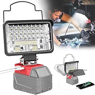 LED Work Light for Milwaukee 18v Battery, 40W 4000Lumens LED Flood Light for m18 Battery Powered, Cordless Underhood Work Light with USB & Type-C Charging for Workshop, Camping, Outdoor, Emergencies