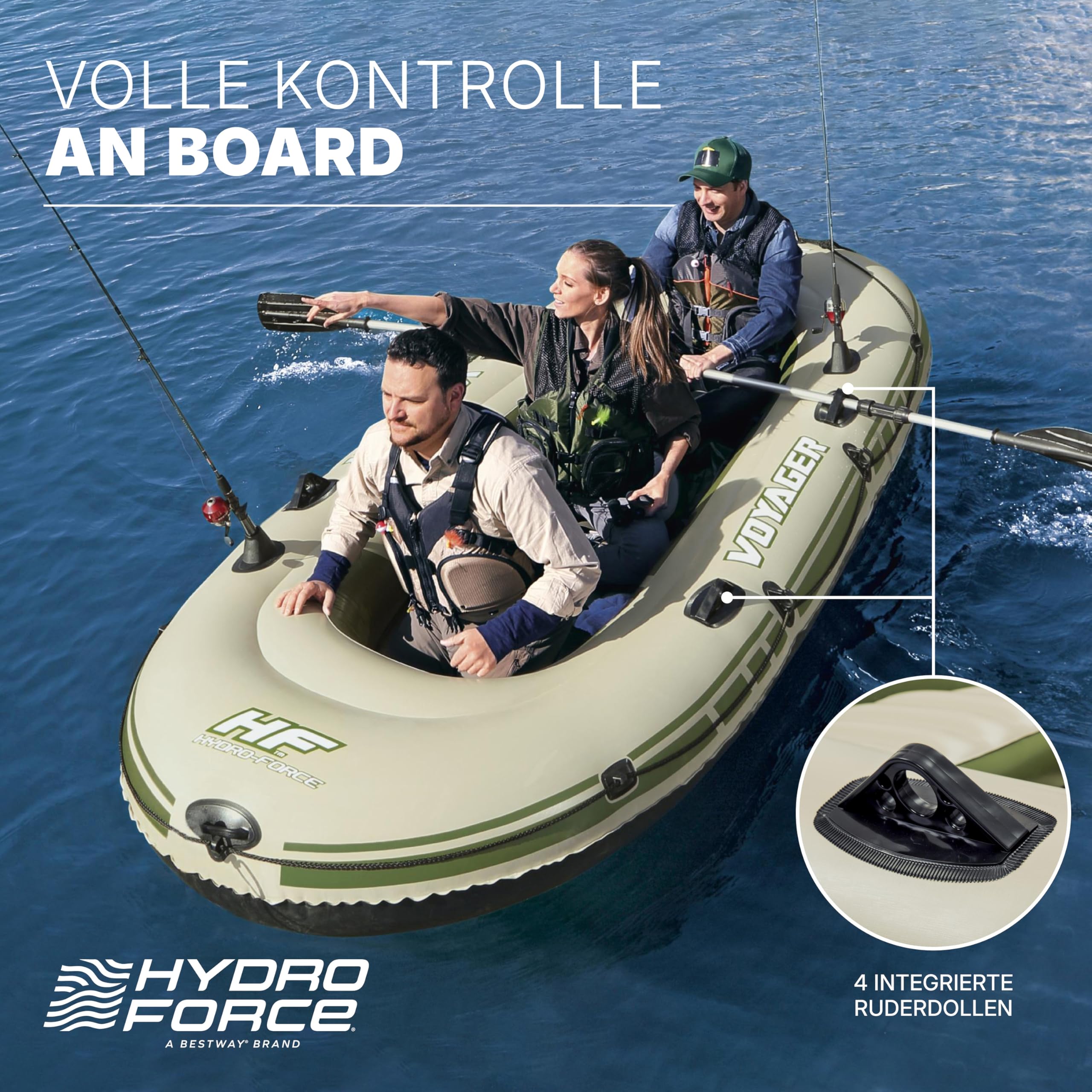 Bestway Hydro-Force™ Schlauchboot-Set, Voyager 500, 348 x 141 x 48 cm, für 3 Personen