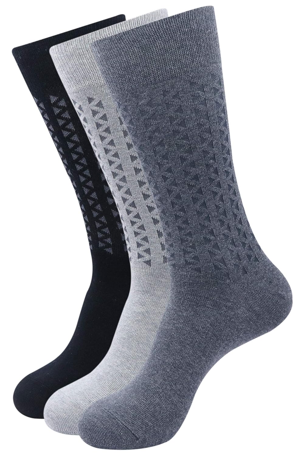 BALENZIA Men’s Checks Cotton Crew – Black, White, D.Grey (Pack of 3)