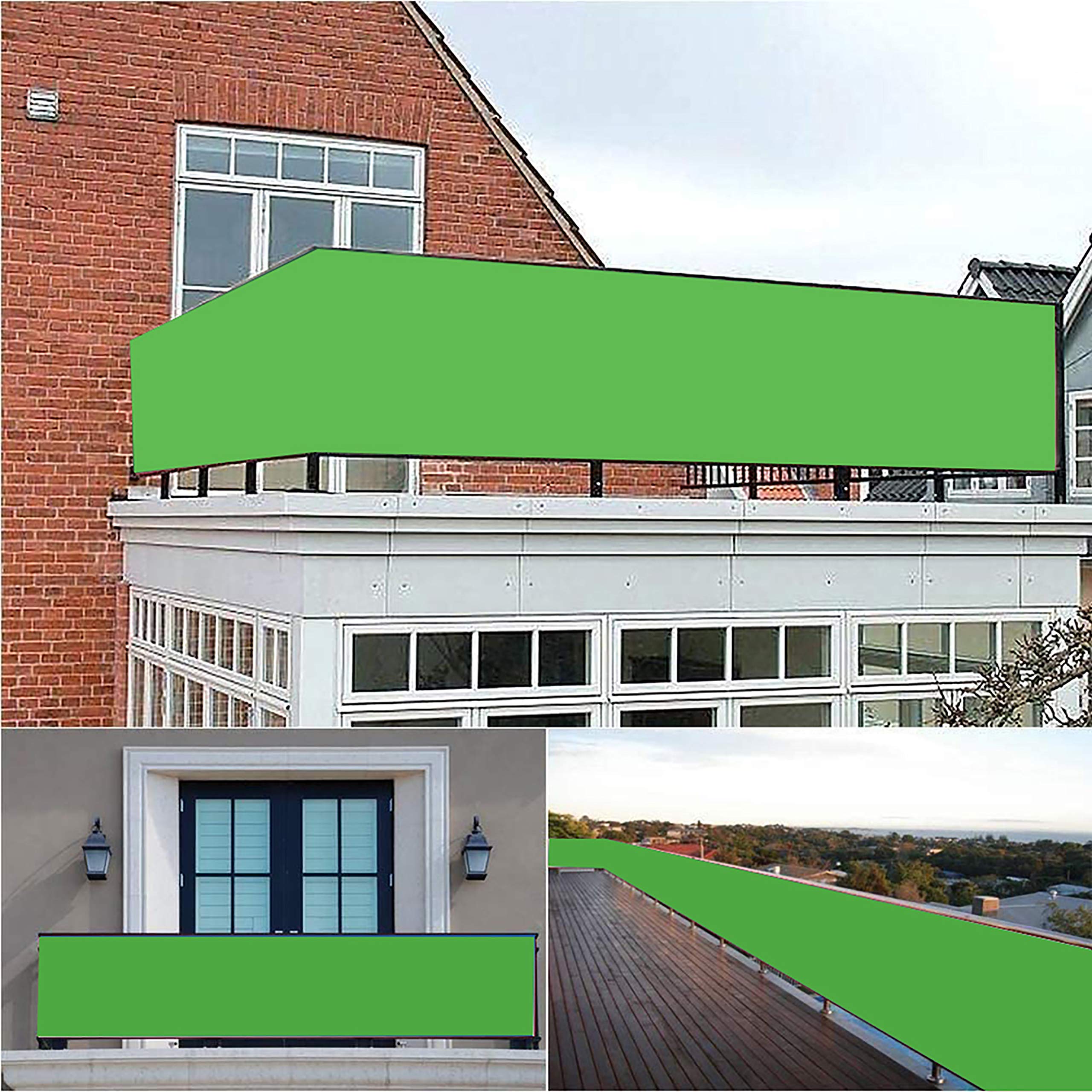 Telo frangivento per balconi Paravento Frangivento Balcone, 160/㎡, Traspirante Resistente alle intemperie, per Ringhiera Protezione Balcone - Verde 0.9x6.5m