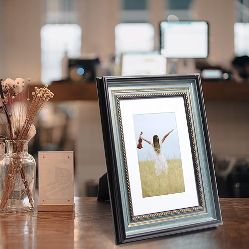 Miniatura 3 de Beyond Your Thoughts Portarretratos de 8 x 10 pulgadas, 1 paquete antiguo con mate para plástico de color azul pavo real de 5 x 7, vertical u