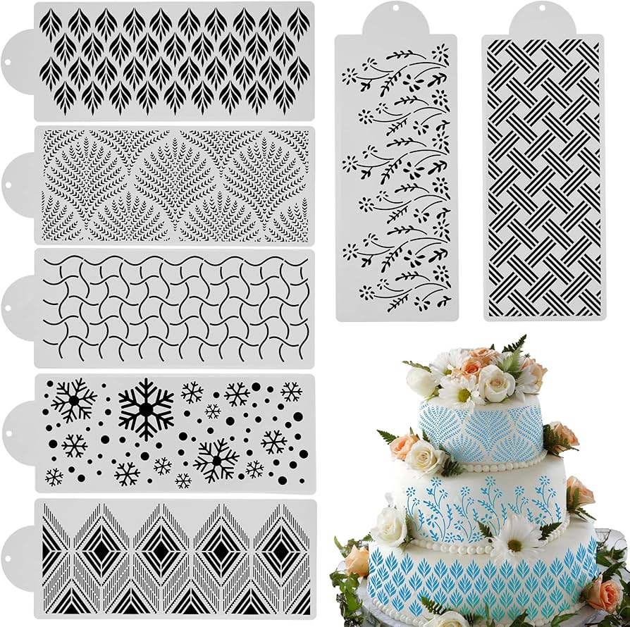 Amazon.com: Cake Decorating Stencils 7 PCS Cake Decorating Templates Tools Reuseable Floral Cake Decorative Templates Side Decorating Molding Baking Tool for DIY Craft Dessert Cake Decoration: Home & Kitchen
