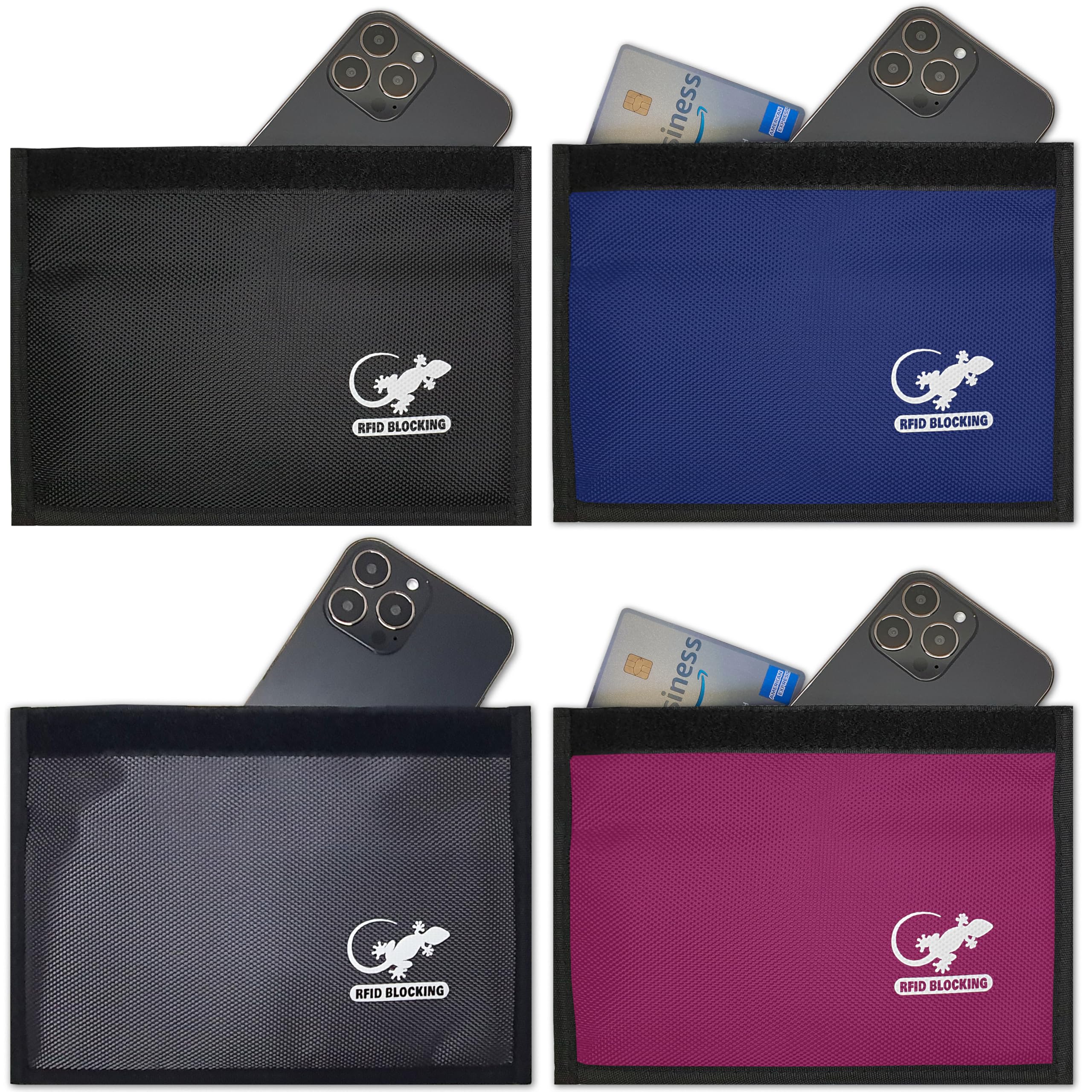Faraday Bag Anti-Tracking GPS RFID Car Key Signal Blocker Wallet Shielding Pouch Protective Case for Cell Phone Car Key FOB, Data Privacy, Electronic Device Security (4 PACK - FAMILY PACK)