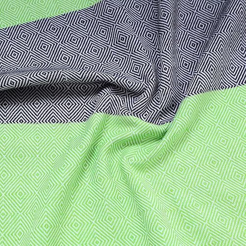 Miniatura 3 de Toalla turca de playa y baño 100% algodón, 30 x 60 pulgadas, sin arena, ligera, de secado rápido (verde manzana con azul índigo)