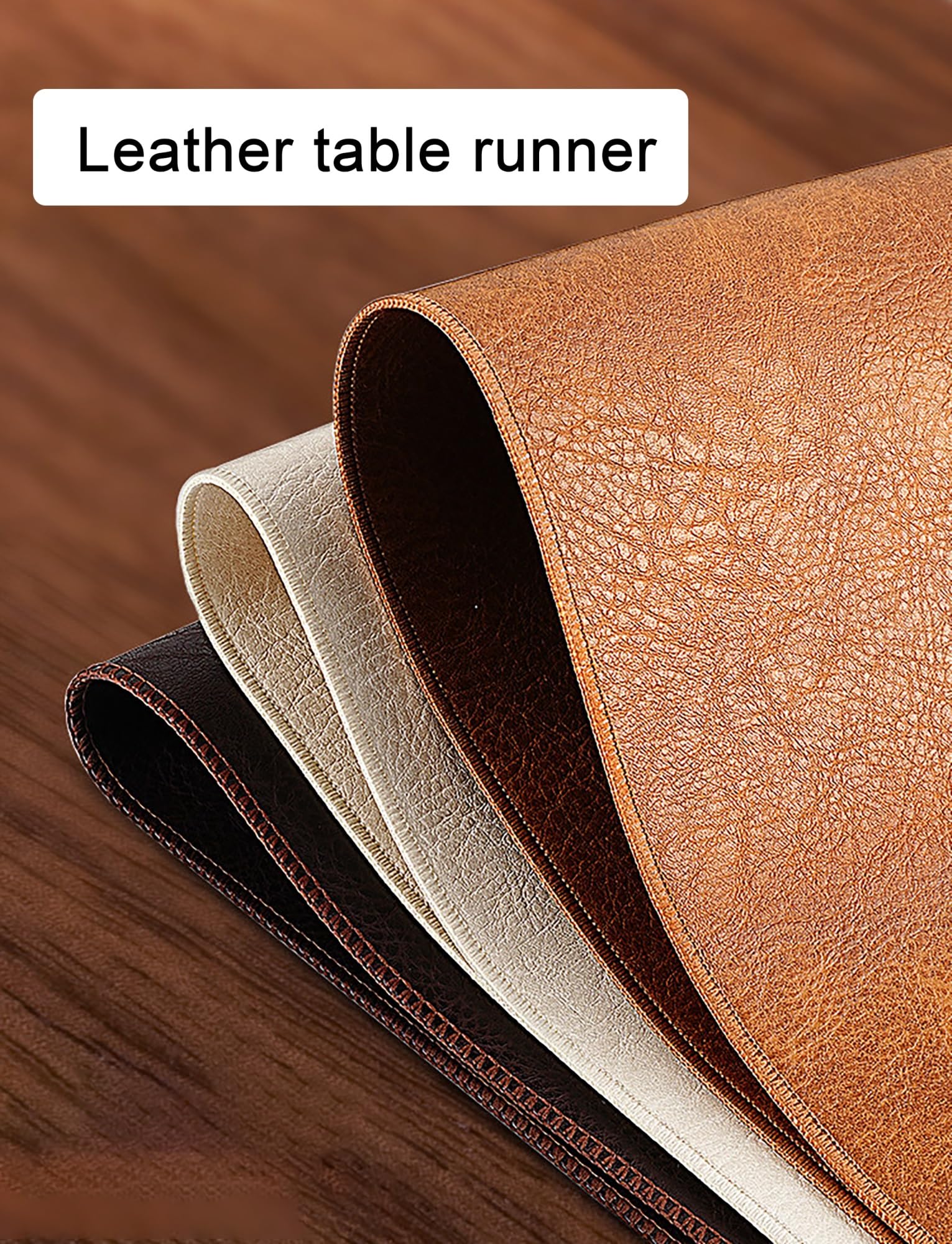 Tischläufer aus Leder, wasserdicht und ölbeständig, geeignet for Esstische, Couchtische, Schminktische und Heimdekoration(Dark Brown,30x120cm/11.8x47.2in)