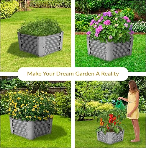Miniatura 5 de Sunnydaze - Arriate de metal elevado, acero galvanizado, 40 pulgadas, rectangular, kit para plantas y verduras, 16 pulgadas de profundidad