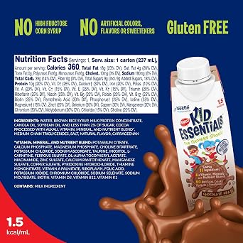 BOOST Kid Essentials (1.5 kcal/mL) Chocolate Craze Nutritional Drink, 10g Protein, Vitamin C, D, B12, and Zinc, 8 Fl Oz (Pack of 24)