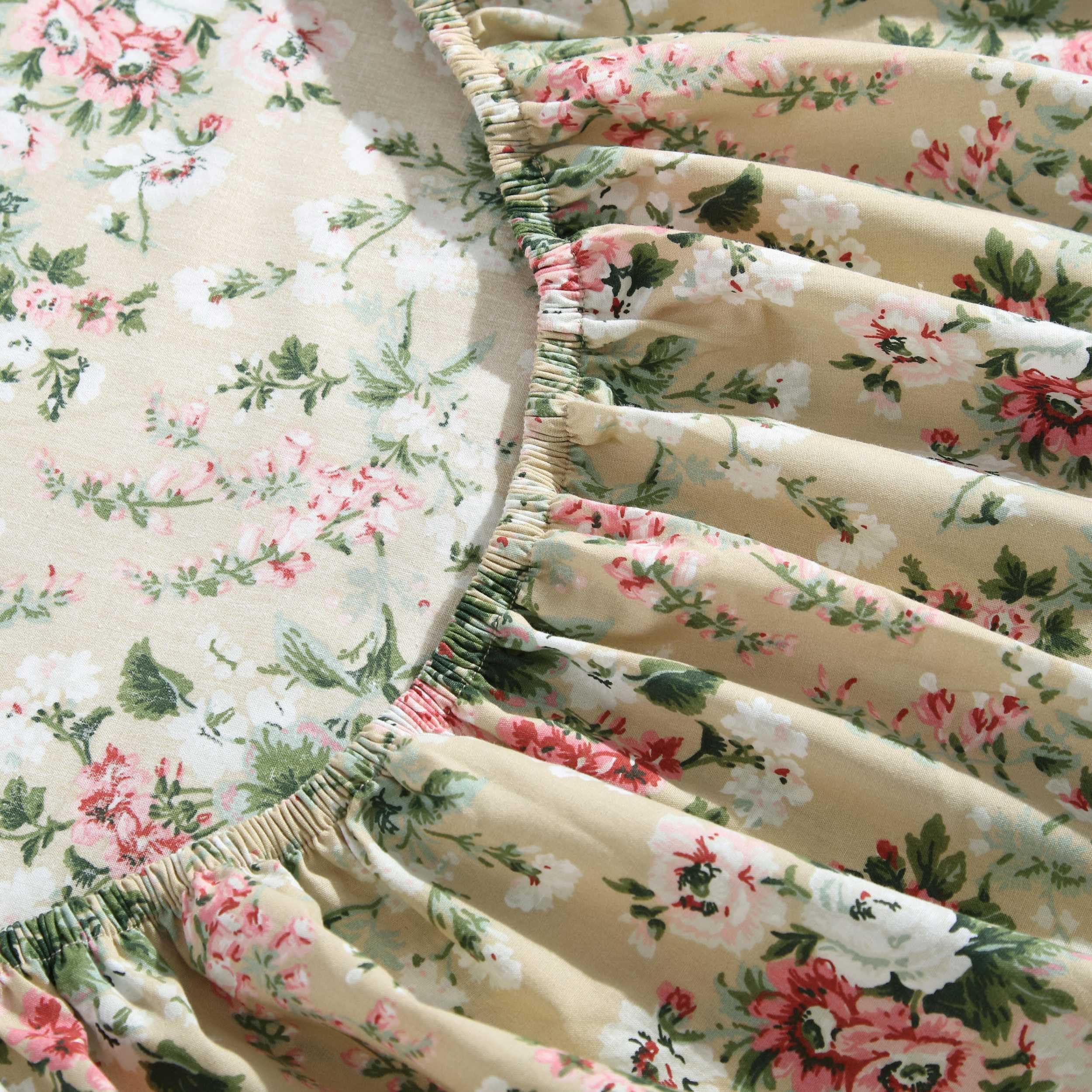 Laura Ashley - Juego de sábanas tamaño Queen, Ropa de Cama de algodón percal Transpirable con Bolsillos Profundos, decoración Elegante para el hogar, Certificado Oeko-Tex (Serene Dream Brown, Queen)