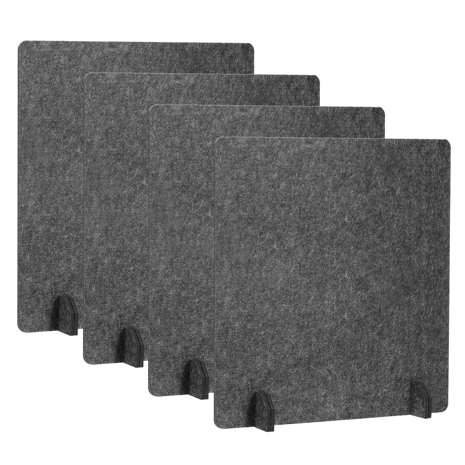 PATIKIL Desk Dividers 60x60cm, 4 Pack Desk Privacy Panel Freestanding Noise Reducing Partition Acoustic Panel with 4Pcs Support Feet for Testing Office Home Library, Dark Gray Style C