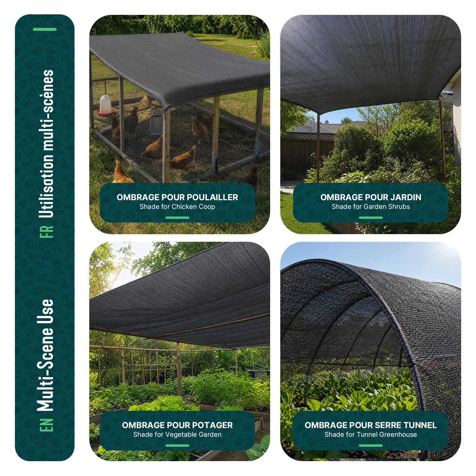 VOUNOT® Rete Ombreggiante per Serra 90 g/m² in HDPE, Rete Parasole Giardino e Orto, Piante Telo Ombreggiante Resistente ai Raggi UV per Tunnel e Pollaio, Facile da Installare, 1,8x20 m, Antracite