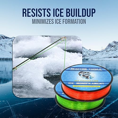 Miniatura 3 de Reaction Tackle Monofilamento de hielo  Línea mono de pesca en hielo, línea de punta  Bobina a granel de 1000 yardas