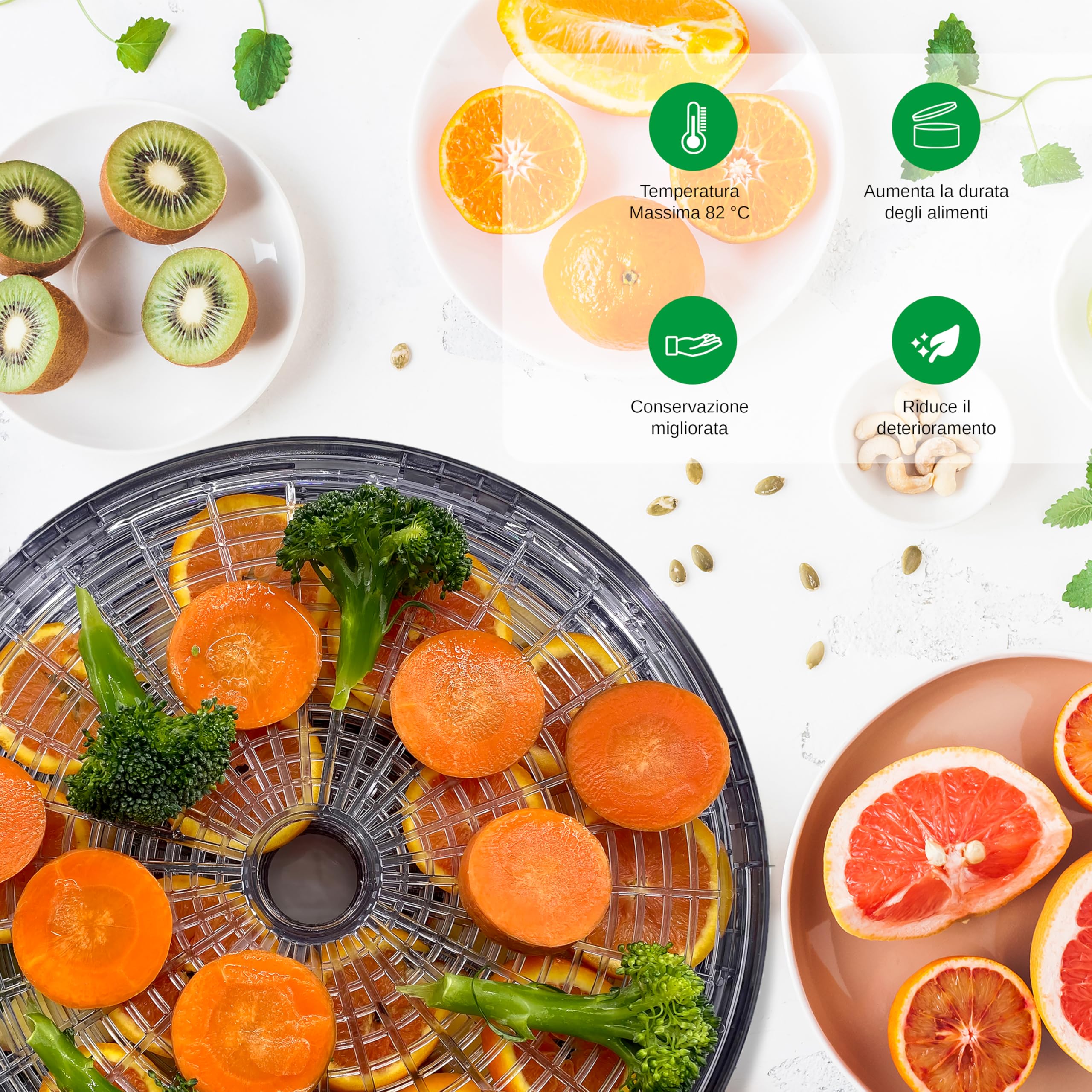 NutriChef Essiccatore Alimentare 5 Ripiani per Carne, Funghi, Frutta e Verdura con Circolazione Aria Calda, Facile da Pulire, Essiccatore Domestico Compatto
