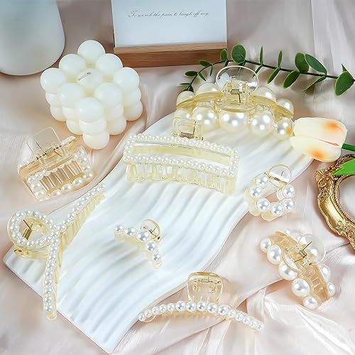 Miniatura 7 de 8 pinzas para el cabello de perlas para mujeres, pinzas de pasador de pelo de perlas para cabello grueso y fino, accesorios para el cabello de
