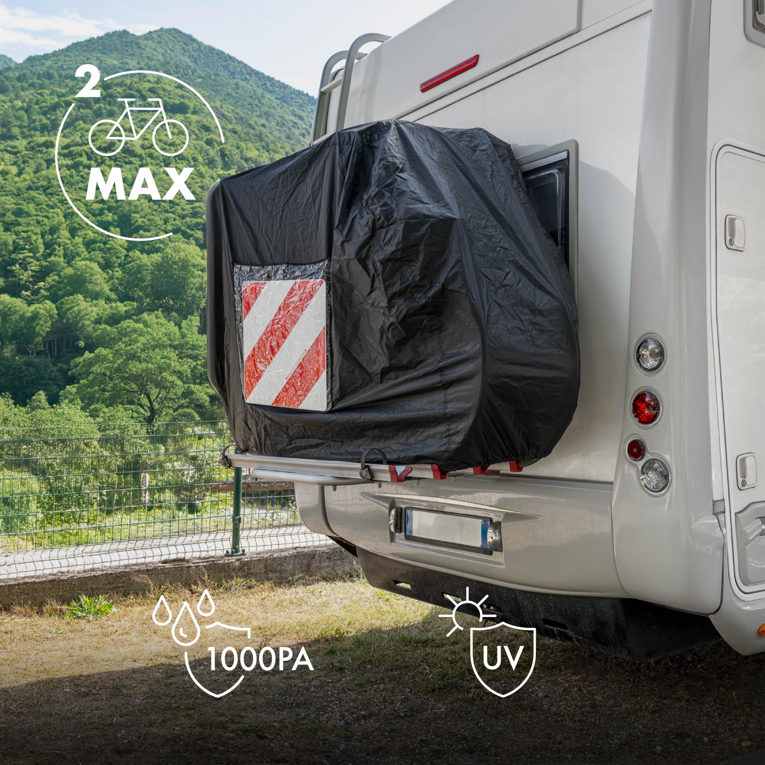 Nordrive N60059, Telo Copribici per Portabici Camper e Roulotte, 2 Biciclette, Anti Pioggia e UV Resistente