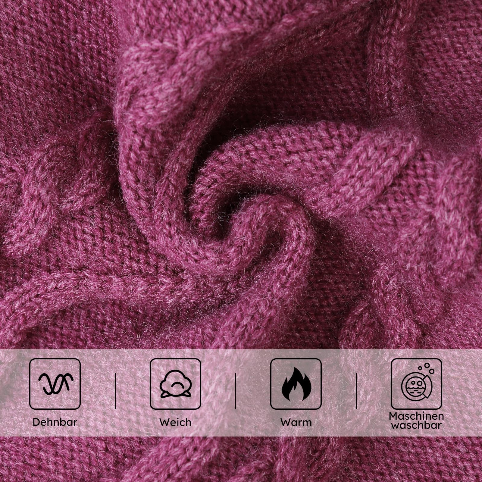 Queenmore Maglioncino Cane Bassotto Caldo Elastico Collo Alto Ritorto per Chihuahua, Bulldog Francese, Barboncino - Taglia L, Prugna