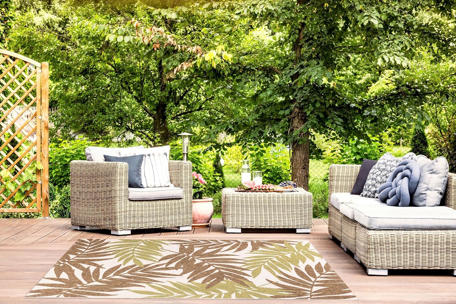 GAD Premium Indoor/Outdoor Patio Tropical Area Rug (5'3" x