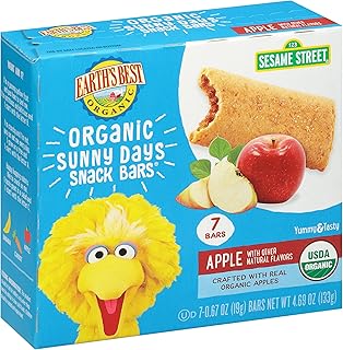 Earth's Best Organic Sunny Days Snack Bars for Toddlers 2 Years Old and Up, Apple Flavored with Other Natural Flavors, 7 ct