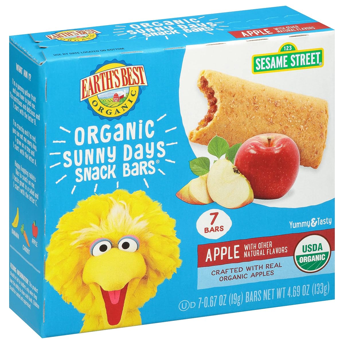 Earths Best Organic Sunny Days Snack Bars, 7 Ct