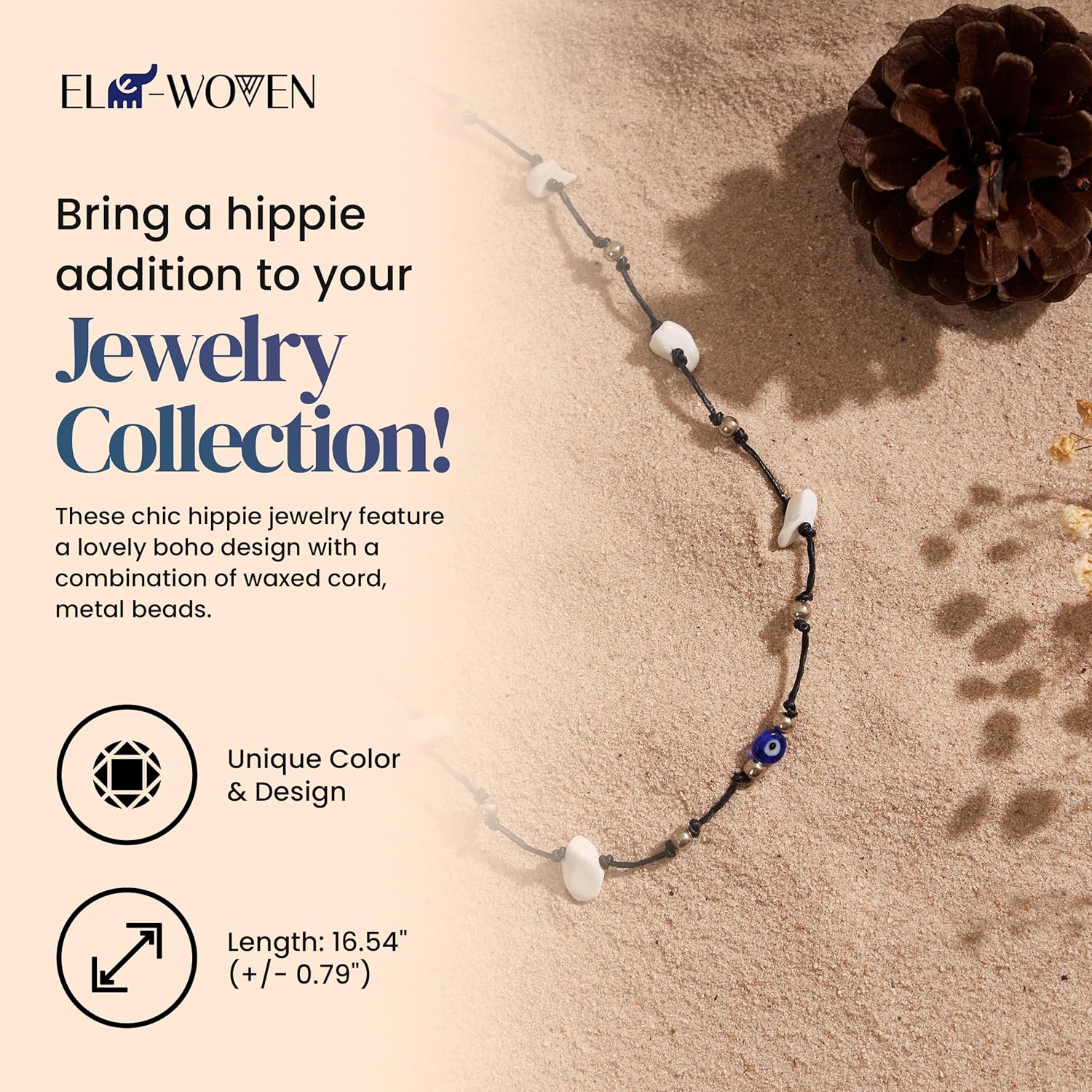 Handmade Leather Necklaces for Women With Green Drop Bead - Bohemian necklaces for Beach and Boho Lover - Image 6