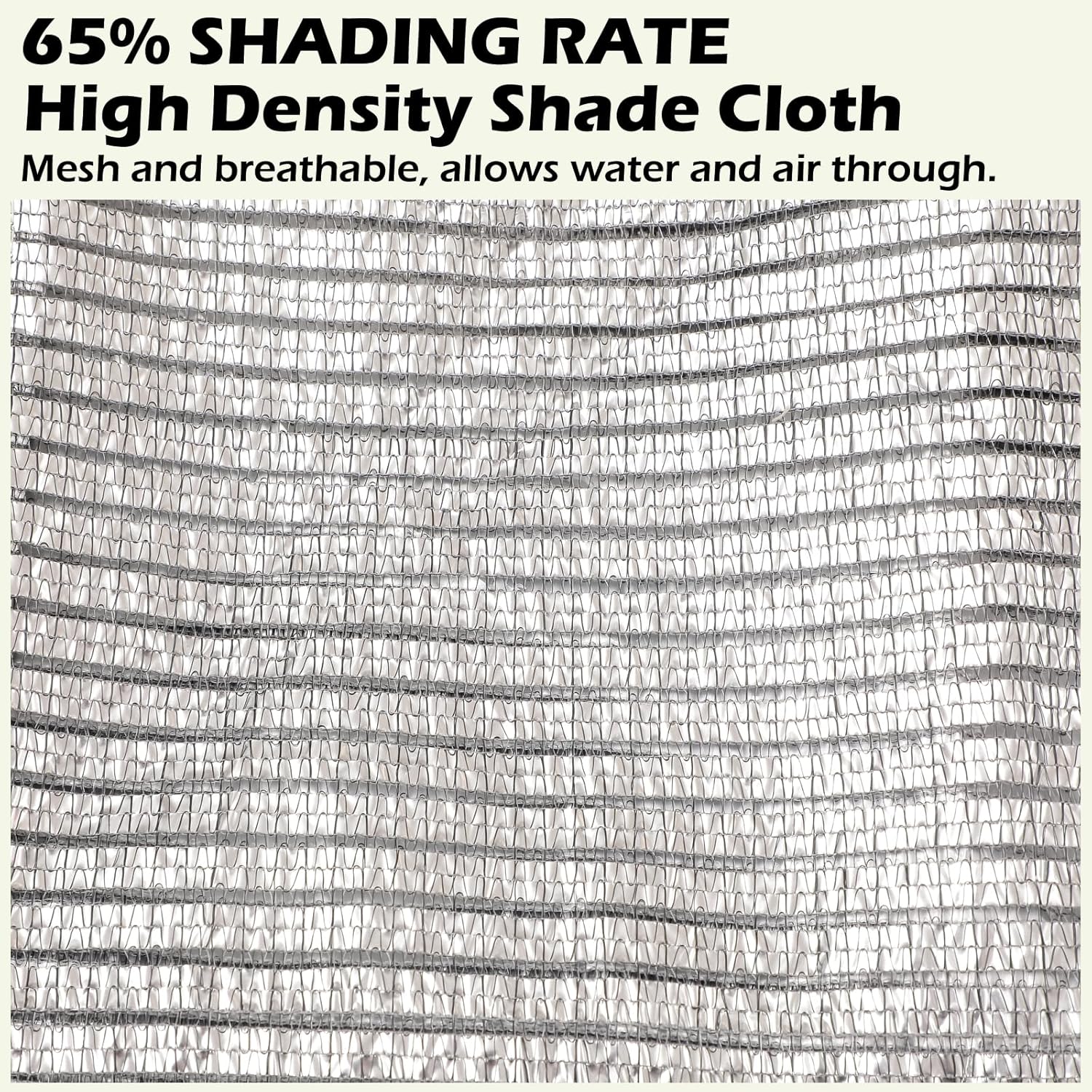 65% Aluminum Foil Shade Cloth with Grommets,10ft x 10ft, Mesh Sun Block Fabric Cover, Canopy, Privacy Screen for Outdoor Patio, Garden, Backyard, Silver