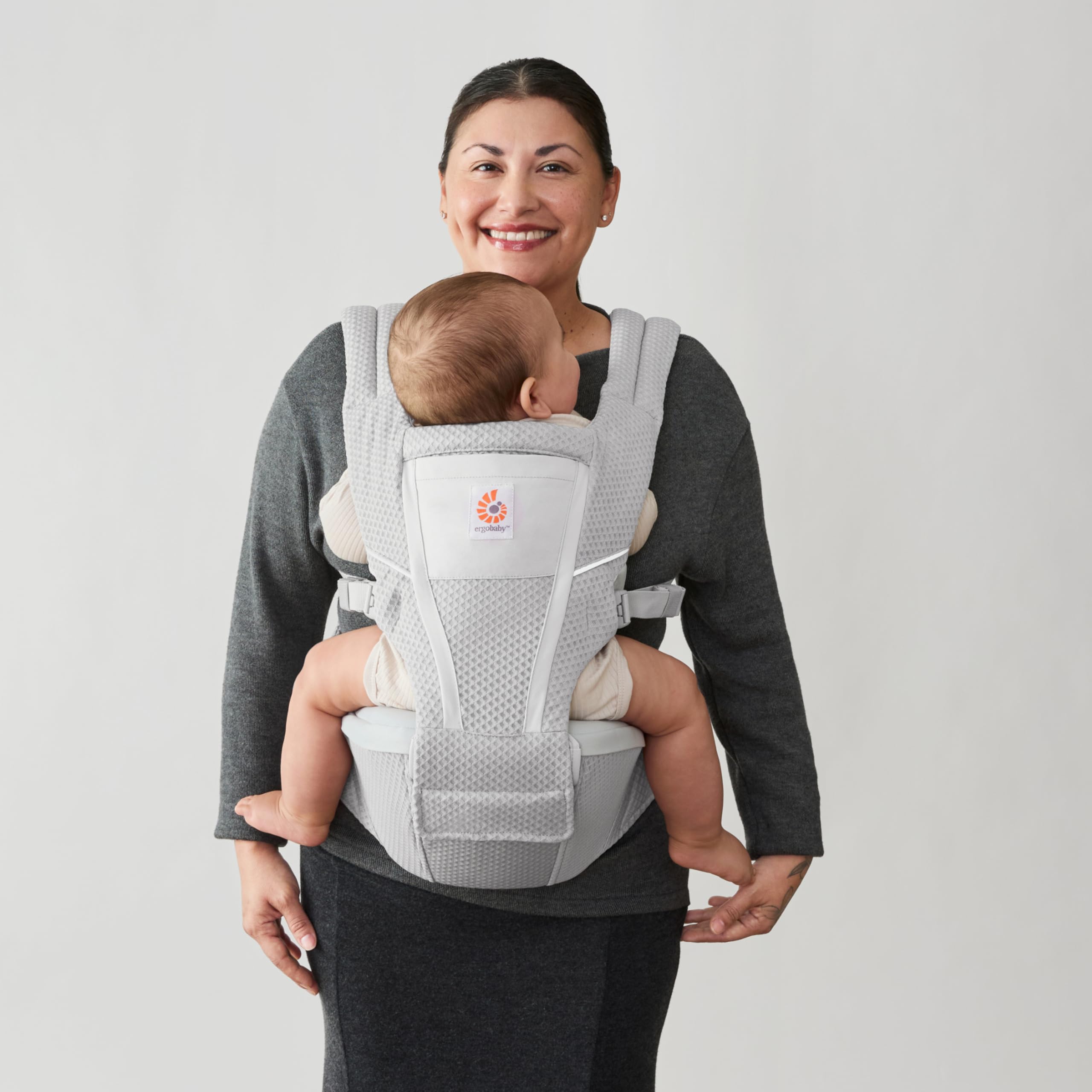 Ergobaby Alta Hip Seat, marsupio con seggiolino per neonati e bambini dai 4 mesi in su (5,5 kg - 20,4 kg), con rete SoftFlex