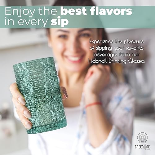 Miniatura 2 de Greenline Goods Hobnail - Juego de 6 vasos de 12 onzas con diseño único, elegantes vasos de burbujas de vino para ambientes modernos y vintage,