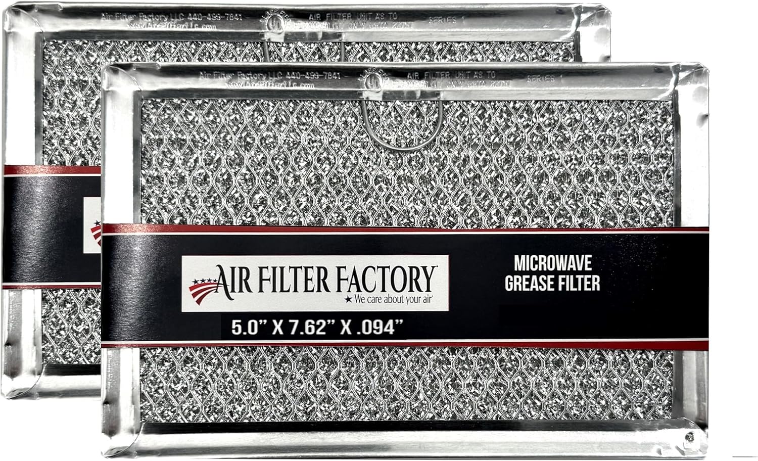 12-Layer Air Filter Factory 5" x 7.5" Pull Tab Microwave Grease Filter Replacements For Many GE, Frigidaire, Magic Chef & LG Microwave Oven Models Filter Set Of 2 (Pull Tab Long Side)