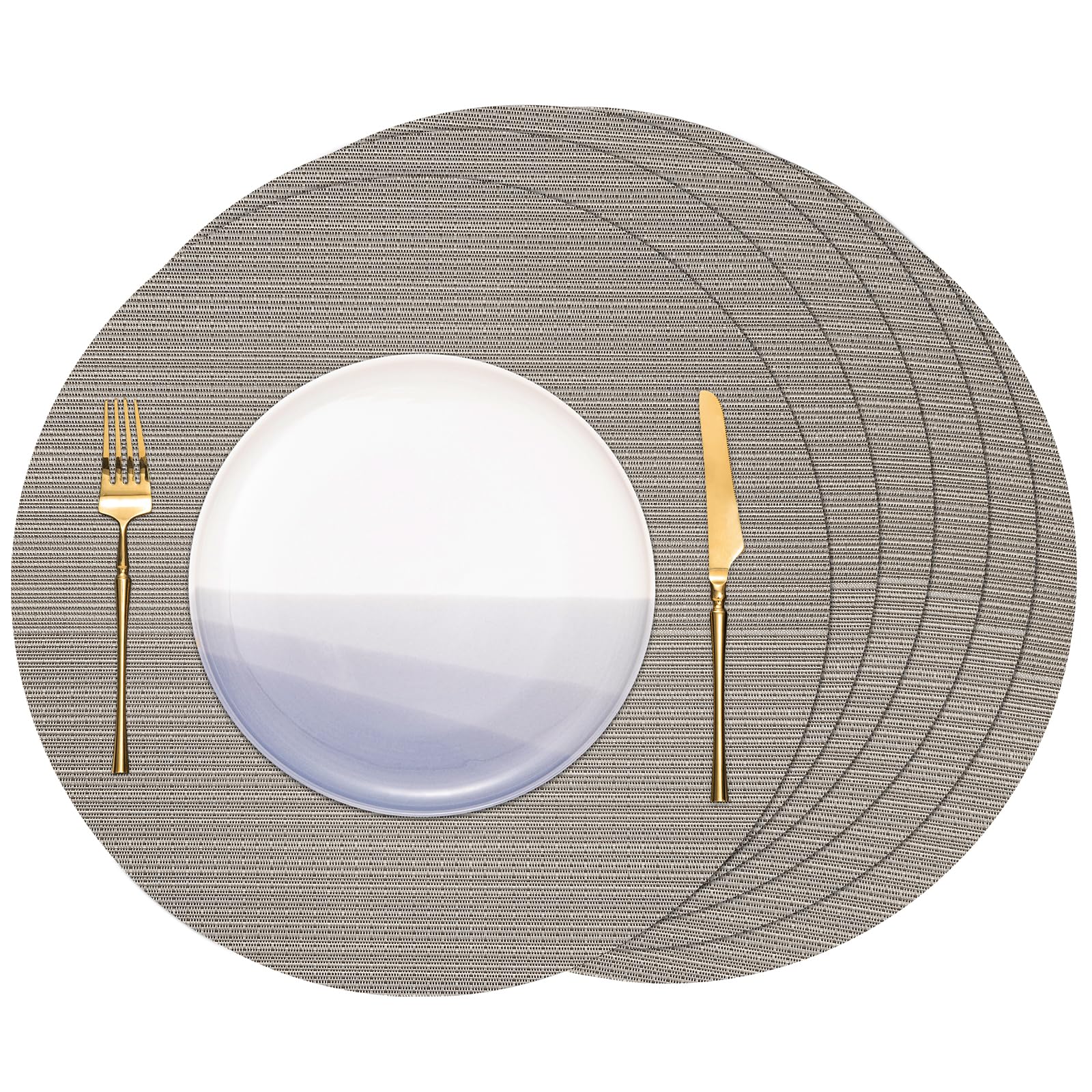 Banchif Tischsets Rund, Tischsets Abwaschbar 6er Set Platzdeckchen PVC Rund rutschfest Platzsets Abwischbar Tischsets Gewebte Platzdeckchen Vinyl Platzsets Durchmesser 38cm