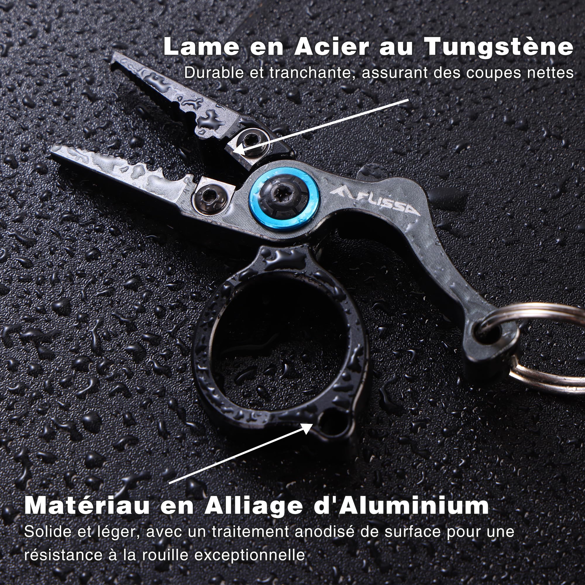 FLISSA Pince de Pêche Multifonction Mini, Accessoires de Pêche avec Lames en Acier, Retire-Hameçons Coupe-Ligne, Rétracteur, Ideal pour l'Extérieur