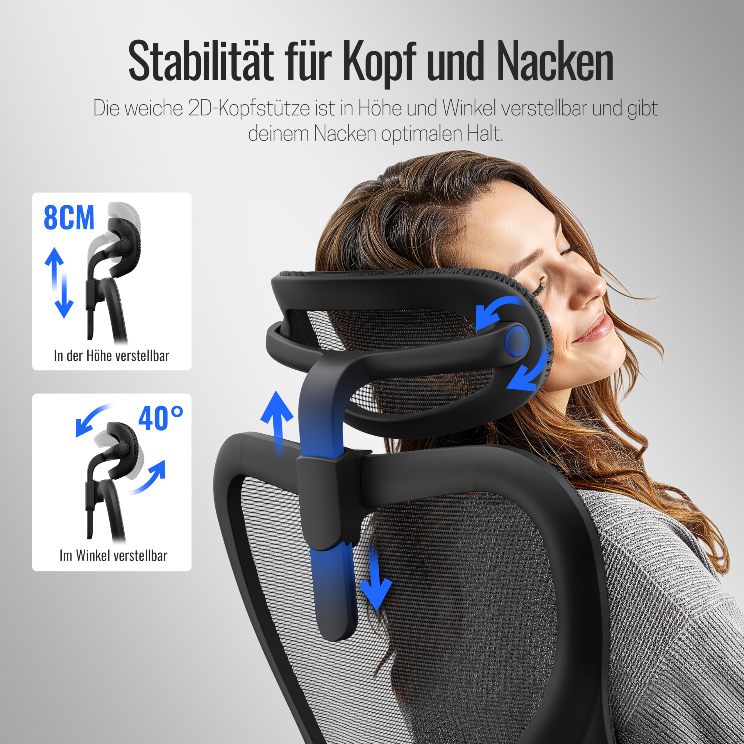 Yaasa Chair Plus, Bürostuhl des Jahres 2026, ergonomischer Schreibtischstuhl mit Kopfstütze 2D-Lordosenstütze & 4D-Armlehnen, Drehstuhl-TESTSIEGER gesundes Sitzen, Homeoffice Büro, Flüsterrollen 150kg