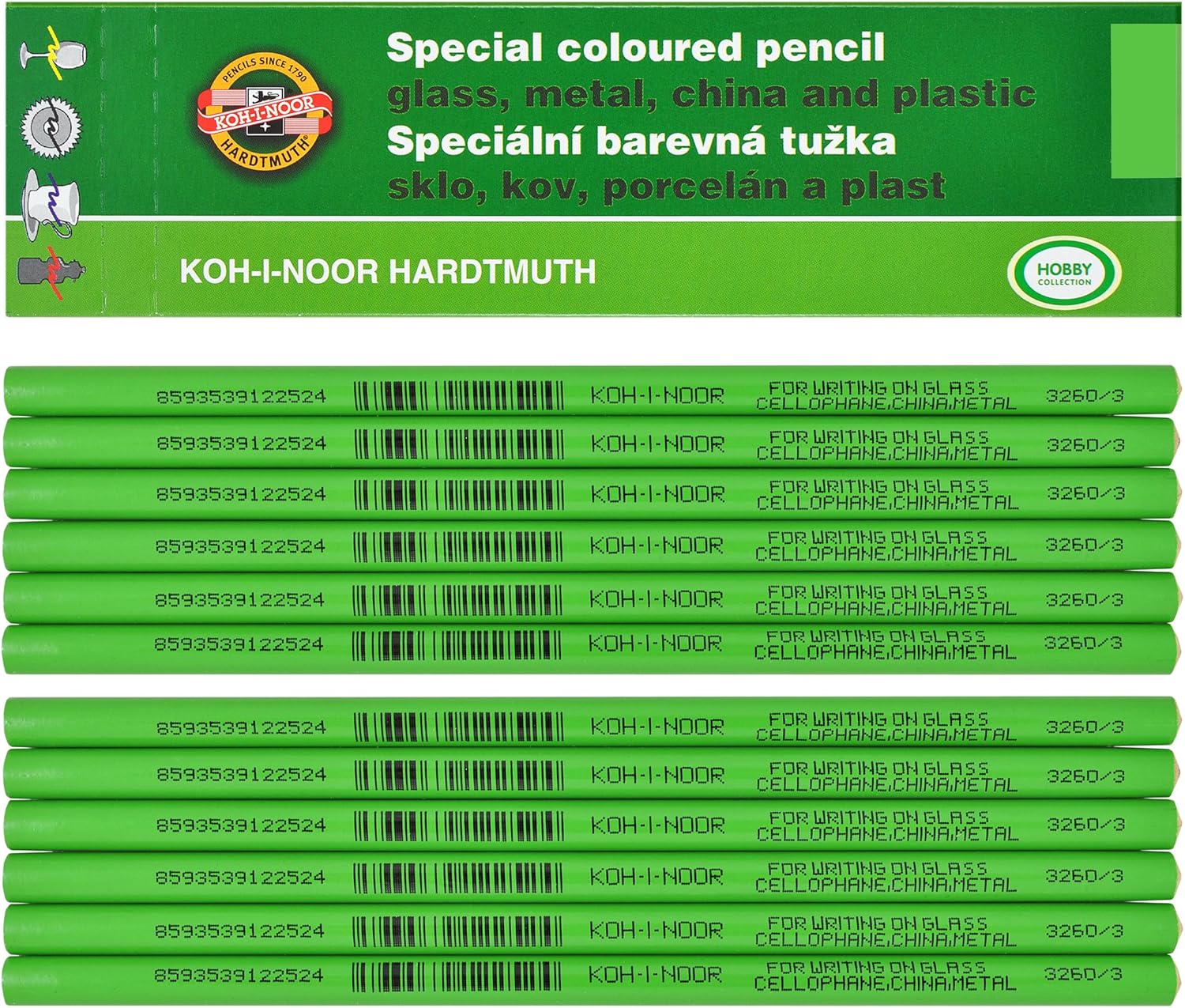 KohiNoor China Wax Marker Pencil 12 pack Green Amazon.co.uk