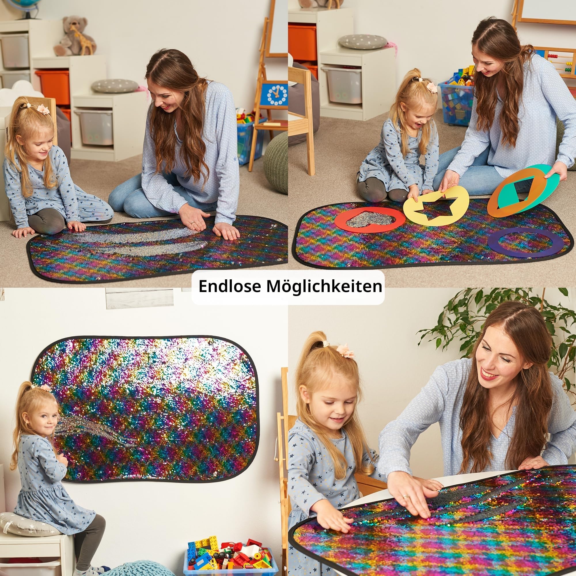 Autismus und Anti Stress Sensorik Spielzeug für Kinder mit Autismus und ADHS – das Sequin Fabric Sensory Board mit umklappbaren Pailletten für Autisten | Sensory Wall Matte aus Pailettenstoff