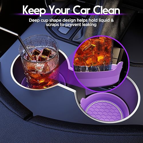 Miniatura 2 de Amooca - Portavasos antideslizantes y universales para auto, accesorios para el interior del auto con diamantes de imitación de cristal brillante,