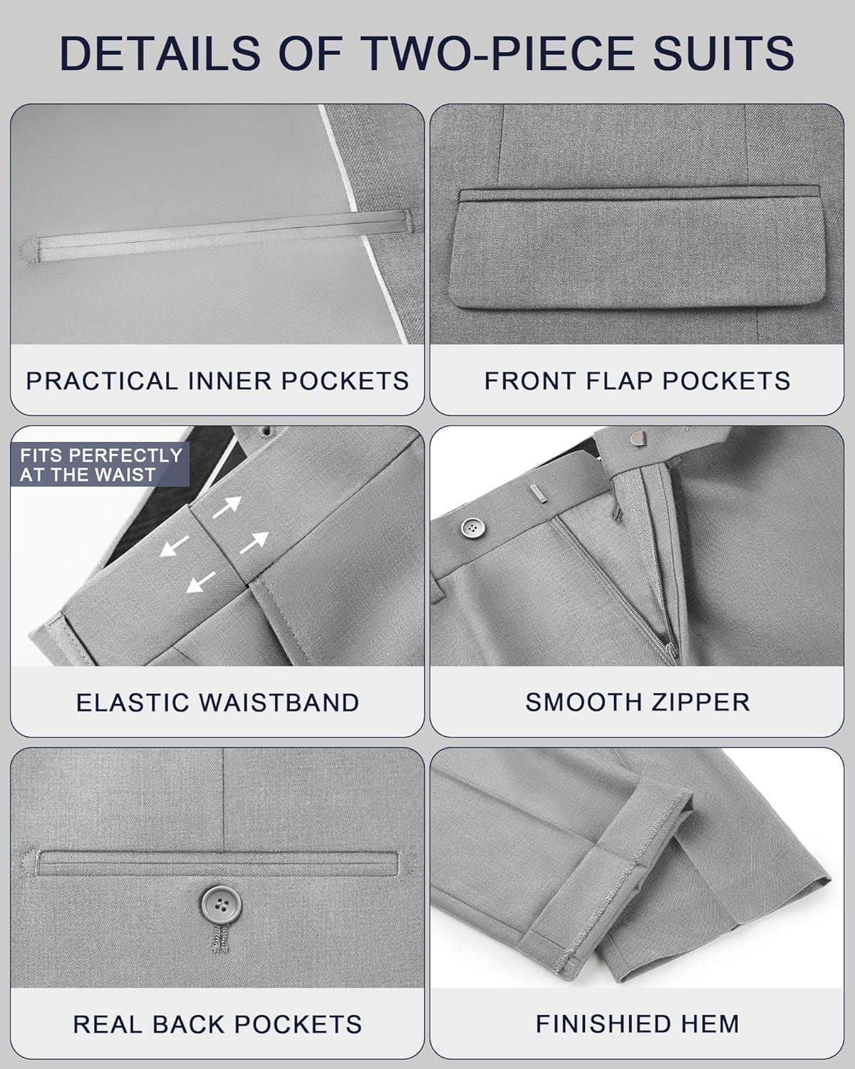 Cooper & Nelson Men's Suit 2 Piece Set, One Button Slim Fit Tuxedo with Jacket Pants Tie for Wedding, Business, Prom