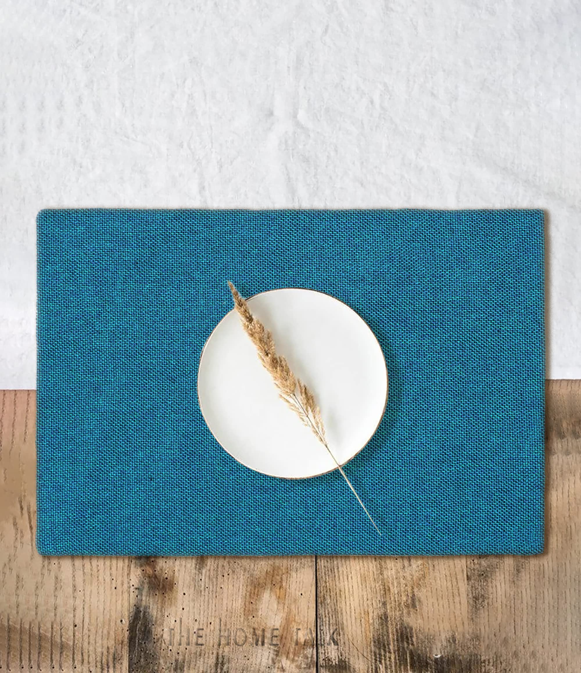 THE HOME TALK Table Placemat Cloths | Heat-Resistant | Best for Bed-Side Table, Dining Table, Shelves | Jute & Polyester | Home Decorators | The Home Talk (Blue, 12" x 18" - Set of 4 Placemats) (B0BBBHV646) Amazon Price History, Amazon Price Tracker