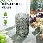 Joeyan Ensemble de verres à boire 4, 410ml/14oz Vintage Embossed Floral Highball verre de l'eau Tumbler, coloré Tall Glassware Boissons tasses pour whiskie, cocktail, bière, jus, thé, vin, multicolore