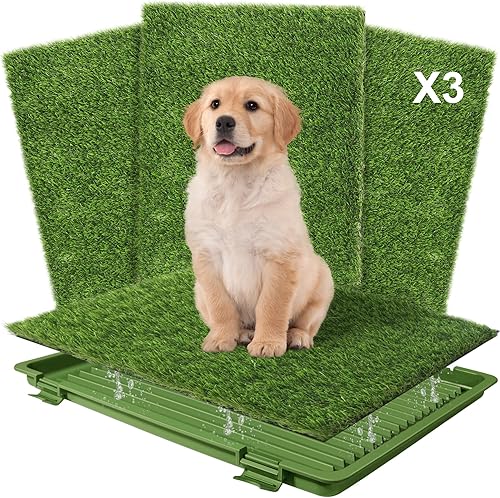 Miniatura 8 de Almohadilla de hierba para perros con bandeja, 22 x 18 pulgadas, césped artificial para orina, paquete de 2 almohadillas reutilizables para orina