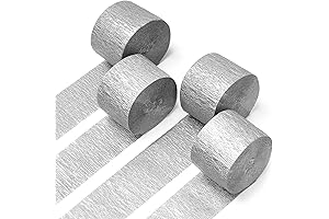 PartyWoo Premium Silver Crepe Paper Streamers: 4 Rolls of Shimmering Elegance