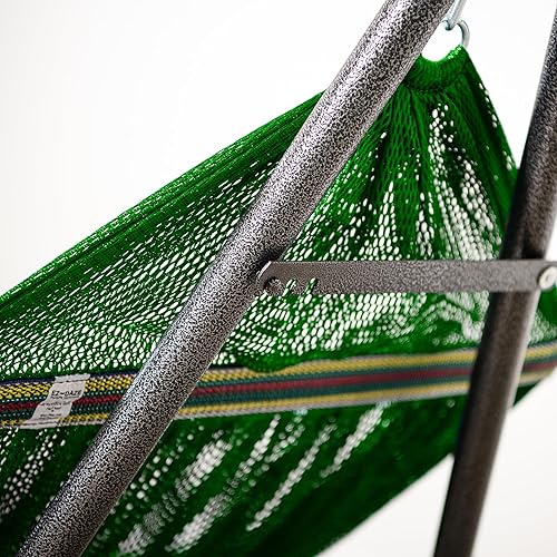 Miniatura 4 de Best Home Fashion Hamaca para 2 personas con soporte plegable de acero y funda de transporte, portátil y ajustable, perfecta para camping, playa,