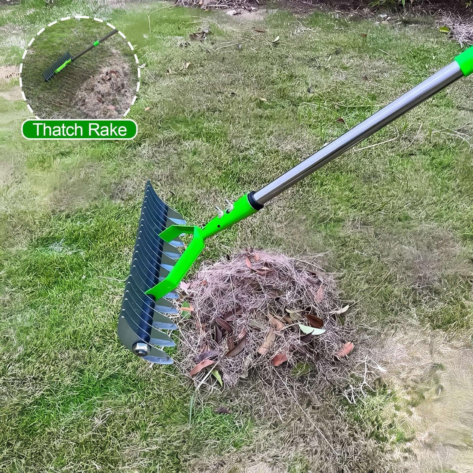 Rastrillo de césped, limpieza de césped muerto, herramienta de rastrillo de paja para limpiador de césped, rastrillo de suelo para el patio, rastrillo de césped para deshierbar, sembrar, fertilizar y | Rastrillo Manual para Jardín Para Nivelar Jardines Ge