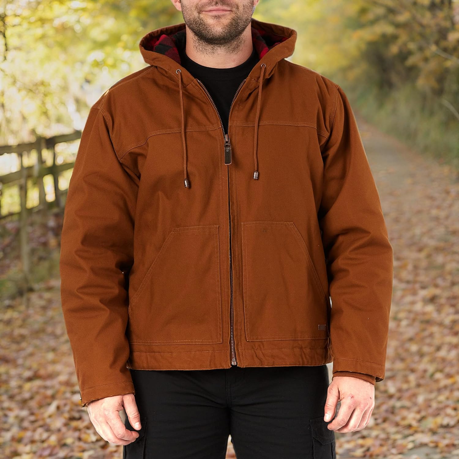 Smith's Workwear Men's Flannel Lined Canvas Hooded Work Jacket