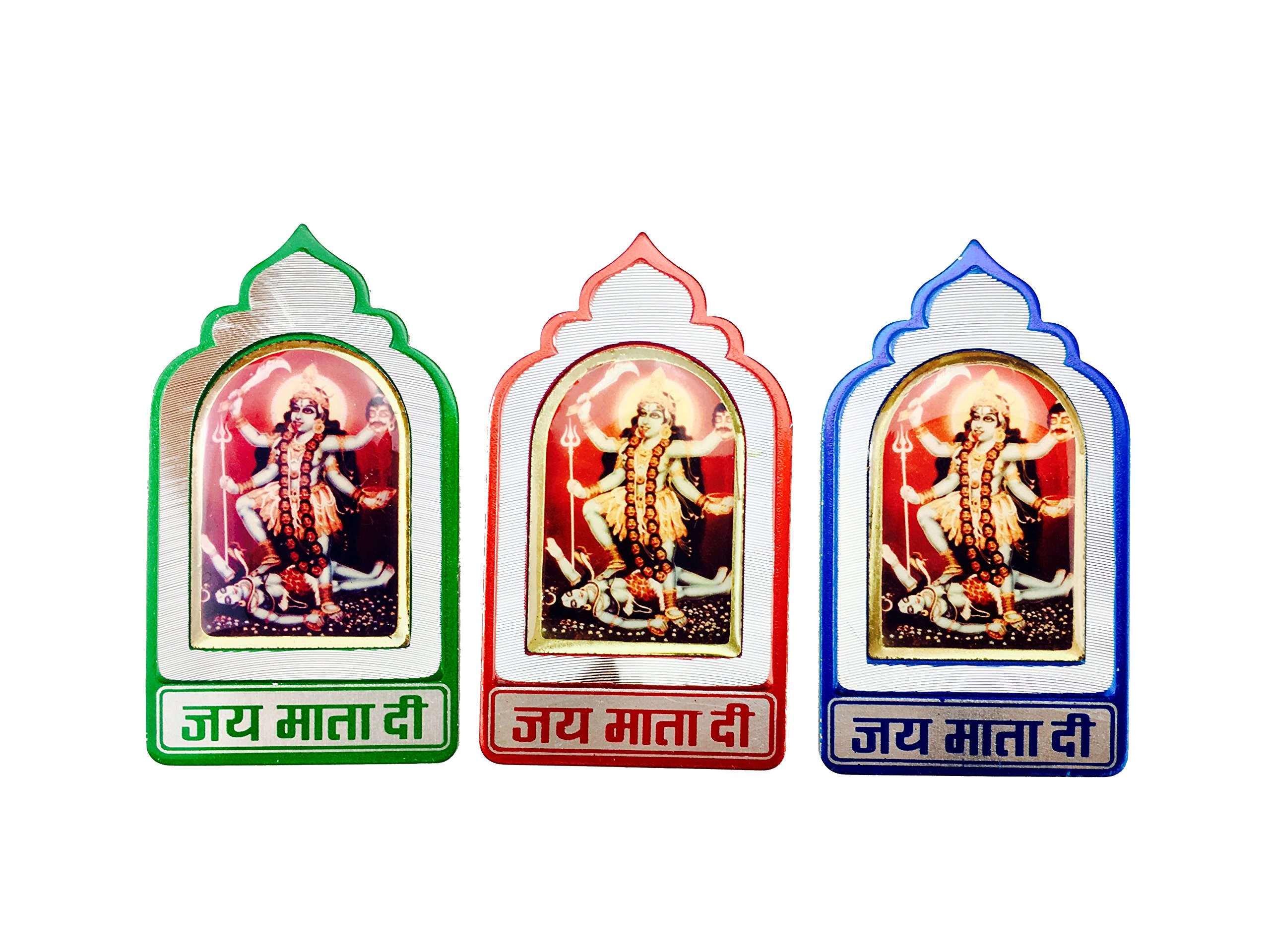 Indiabazaar Silver,White Kali/Kaali Maa Sticker Metal Adhesive Sticker Hindu God Mandir Sticker – 6Cm X 4Cm