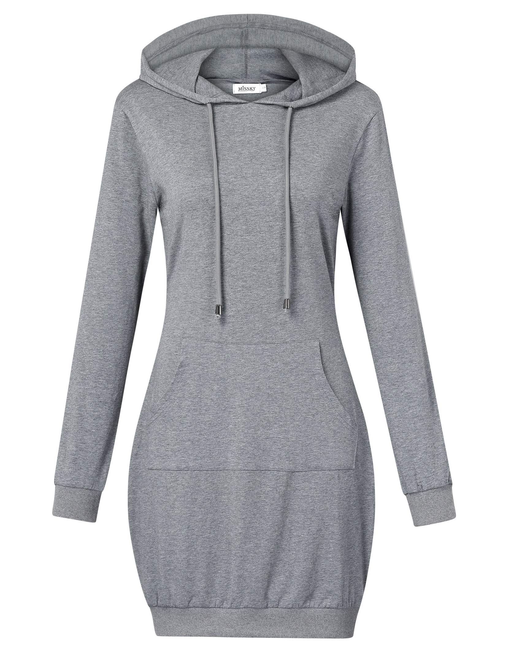 MISSKY Women's Pullover Hooded Kangaroo Pocket Sweatshirt Casual Hoodie Dress